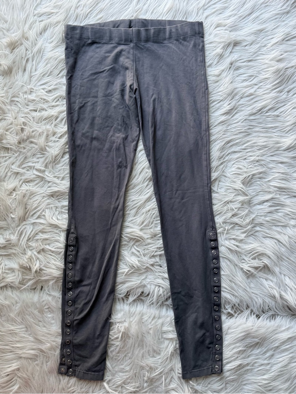 Gypsy 05 Gray Snap Ankle Low Rise Y2K Leggings XS Stretch Pull On Yoga USA